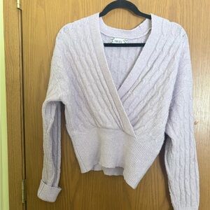 Pink Rose Light Purple V-Neck Sweater